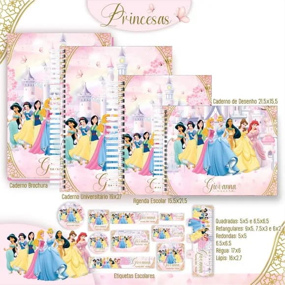 Caderno + Etiquetas + Tag Personalizada + Lápis