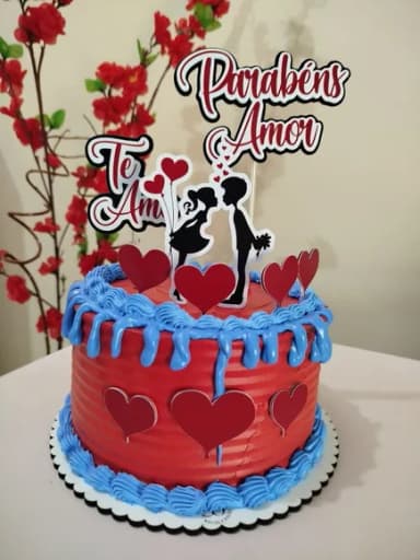 Arquivo Digital - Topo de Bolo Parabéns Amor Te Amo