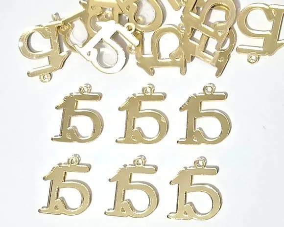 Numero 15 Acrílico Espelhado Dourado Pacotes com 10 Unidades