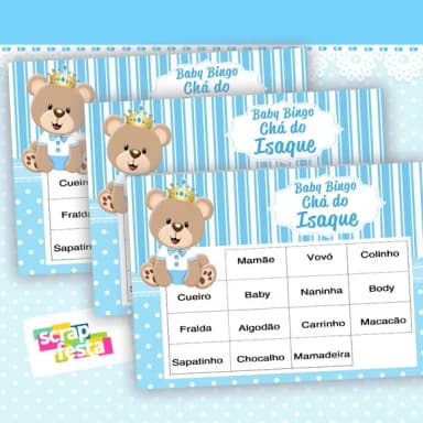Bingo Festa Chá de Bebê Menino Urso Príncipe