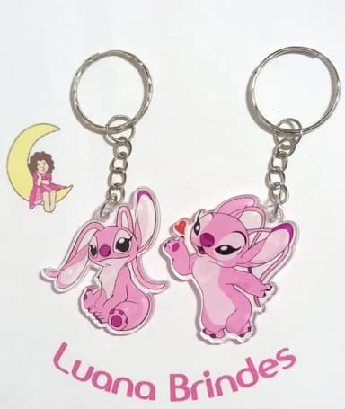 Chaveiro Angel Stitch de Acrílico Adesivado 4cm - 1 Peça