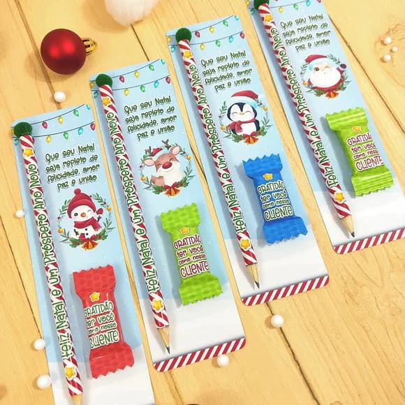 Card com Lápis e Bala Natal