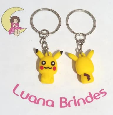 Chaveiro Mini Pikachu 3d Emborrachado - 4 Unidades