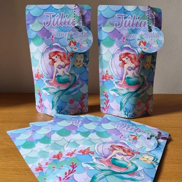 Saquinho Zip Lock 10x17 Lembrancinha Ariel