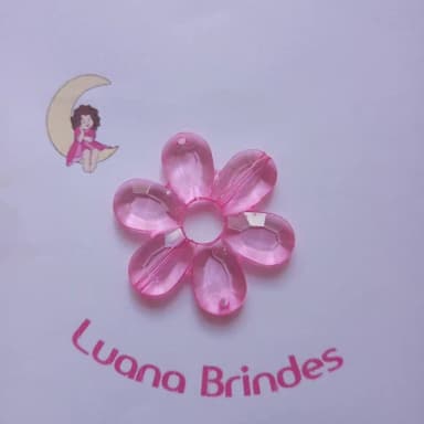 Flor Acrilico Pink com Furo 5cm Pct 6 Unidades