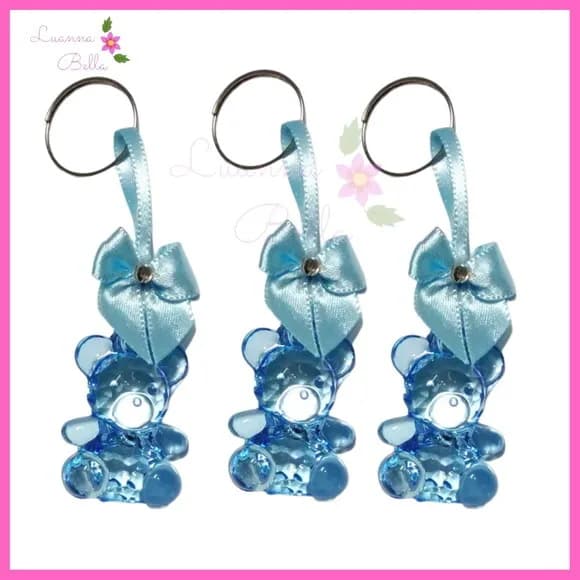 Chaveiro Mini Ursinho de acrílico c/lacinho -Pct c/5 unids