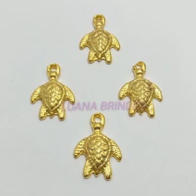 Pingente Tartaruga Marinha de Metal Dourado - pct c/6 uni