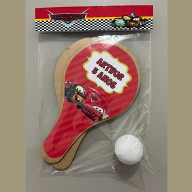 Kit Raquete de Pinp pong personalizada para lembrancinhas Carros Disney
