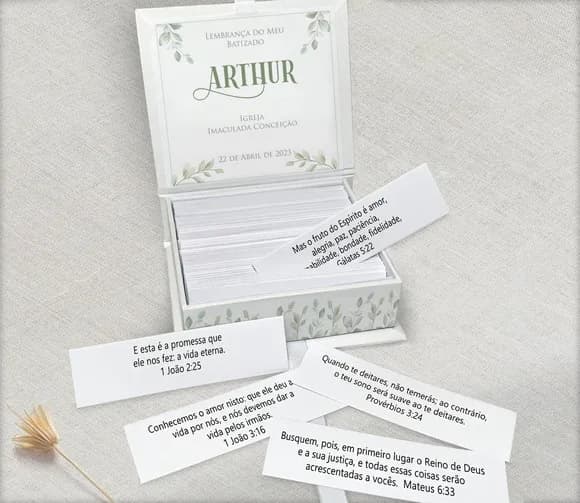Lembrancinha Caixinha Promessas com Foto do Bebê Batizado