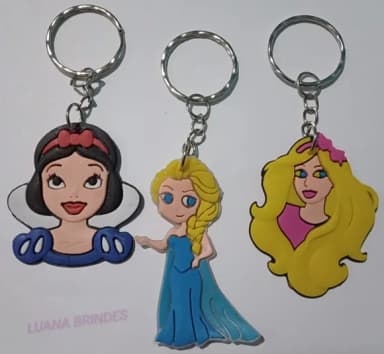Chaveiros Princesas Variadas de Borracha -pct c/6 unid