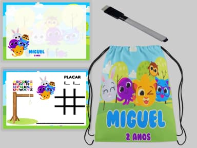 Kit Mochila e Lousa Magica para lembrancinhas Bolofofos