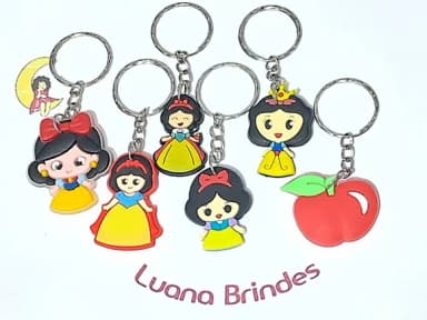 Chaveiro Branca de Neve Emborrachado Pacote com 6 Unidades
