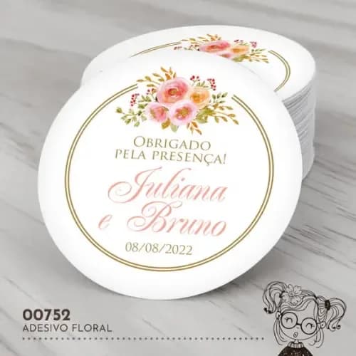 Adesivo Redondo Floral - 00752