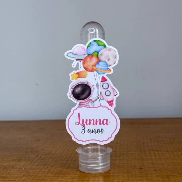 Apliques para Tubetes Personalizados ASTRONAUTA MENINA - Decoração de Festa | Lembrancinhas | Aniversário | Personalizados