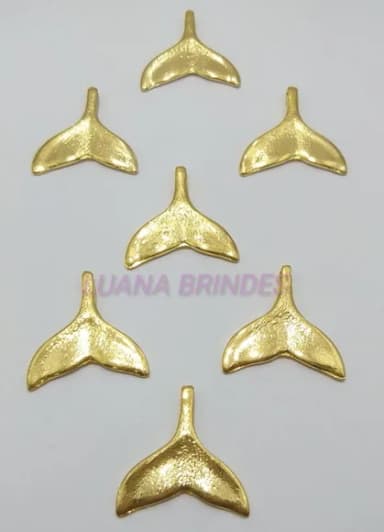 Pingente Calda de Sereia de Metal Dourado-pct c/3 unid