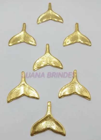 Pingente Calda de Sereia de Metal Dourado-pct c/3 unid