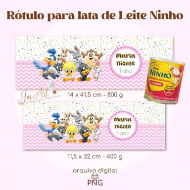 Rótulos para Lata Looney Tunes Baby ( Arquivo Digital)
