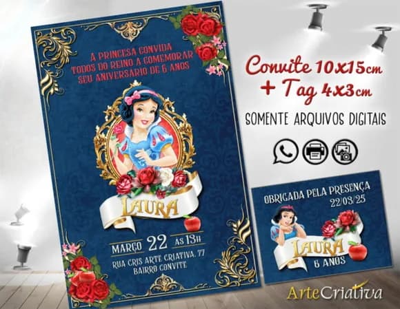 Convite Digital C/tag Branca de Neve 4