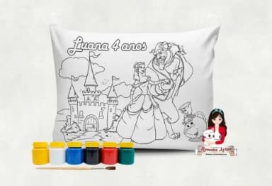 Almofada com Tinta para Colorir a Bela e a Fera