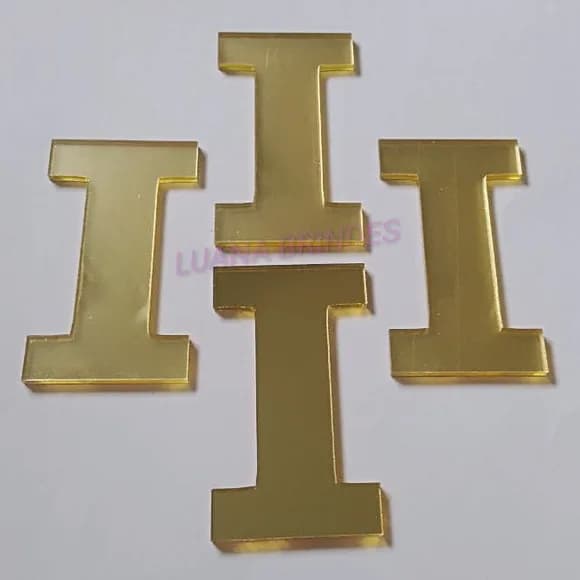 Aplique da Letra I em Acrílico Espelhado Dourado - 5cm