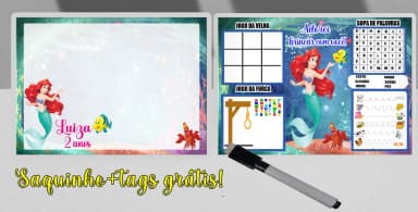Lousa Magica infantil com Atividades Personalizada Sereia Ariel