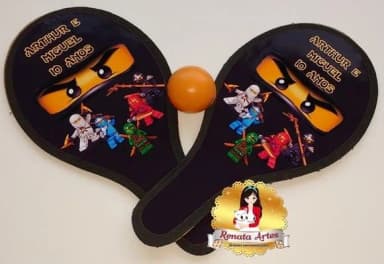 Raquetes de Ping Pong Tema Ninjago Preto