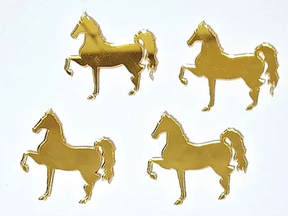 Aplique Cavalo Acrílico Espelhado Pacote com 10 Unidades