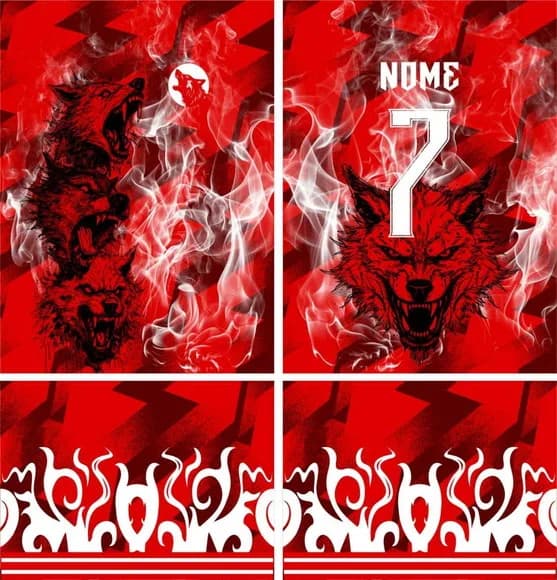 Arte Vetor Camisa Interclasse Cabeças Lobos Mod-842
