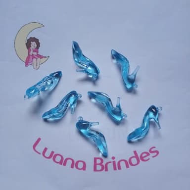 Pingente Sapatinho de Acrilico Azul 3,5cm Pct 25 Unidades