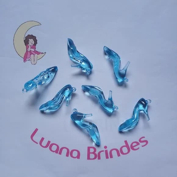 Pingente Sapatinho de Acrilico Azul 3,5cm Pct 25 Unidades
