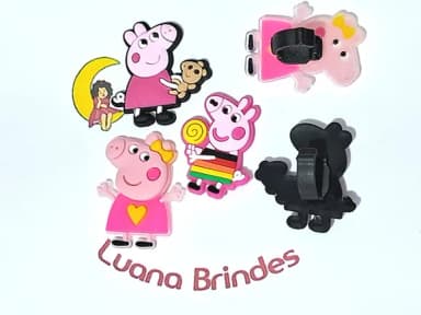 Pins para Cadarço Porquinha Rosa Emborrachado 6 Unidades