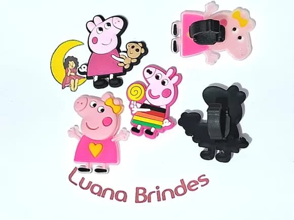 Pins para Cadarço Porquinha Rosa Emborrachado 6 Unidades