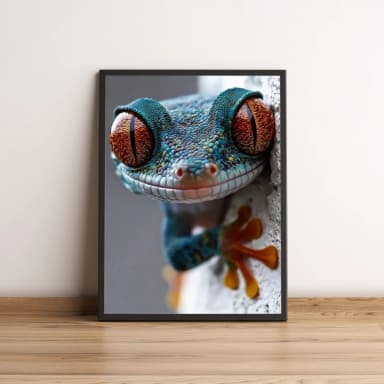 Quadro Lagarto Colorido com Olhos Grandes Realista 2580
