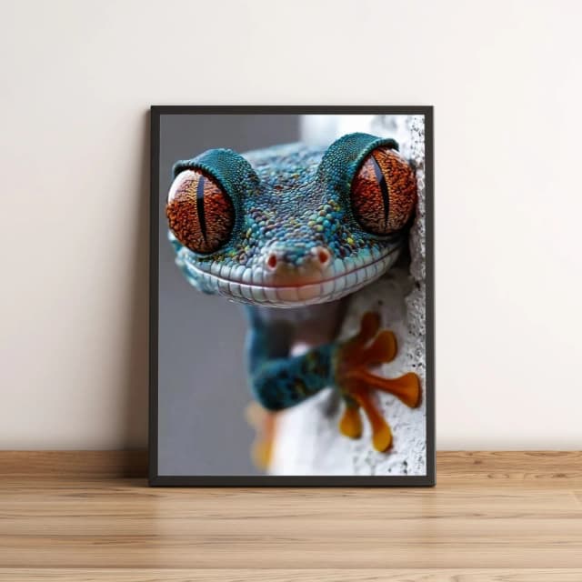 Quadro Lagarto Colorido com Olhos Grandes Realista 2580