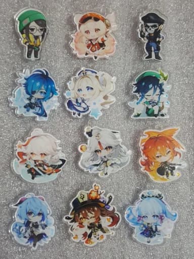 Pingente de Anime de Acrílico 3,5cm Adesivado Pct C/5 Peças