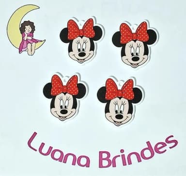 Pingente Minnie de Acrílico U.v. - Pct C/6 Unidades