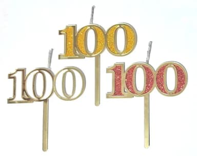 Velas 100 Anos de Acrilico Dourado com Pavio Magico - 1 Peça