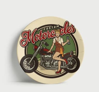 Prato Decorativo Custom Motorcycles Pin-up - Porcelana 21cm