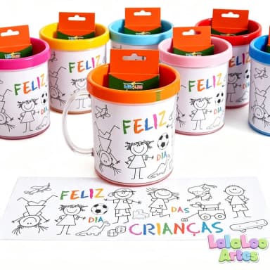 Caneca para Colorir Dia das Crianças