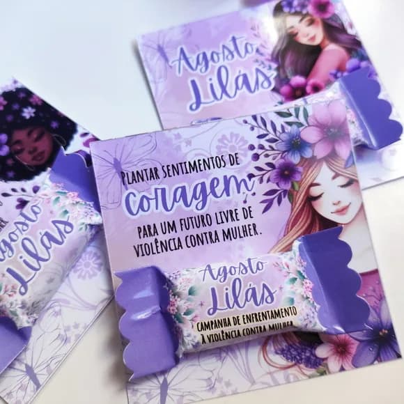 Card com Bala Agosto Lilás
