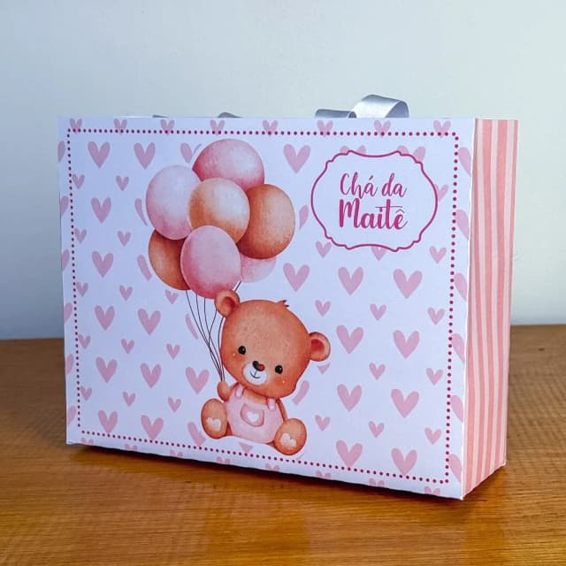 PEGUE E MONTE - Sacolinhas Personalizadas URSINHO ROSA - Decoração de Festa | Lembrancinhas | Aniversário | Personalizados
