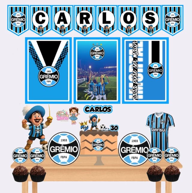 Kit Festa Só Um Bolinho GREMIO - Decoração de Festa