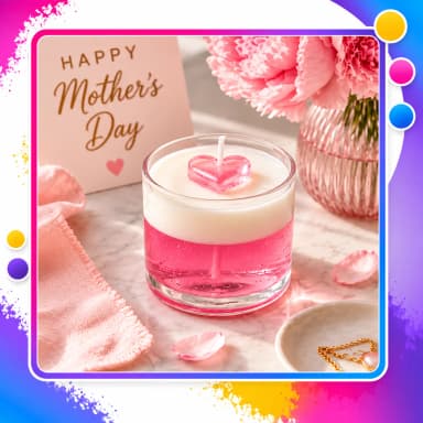 Vela Aromática Artesanal Rosa e Branca com Coração – Presente para o Dia das Mães