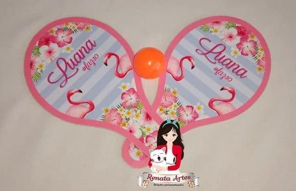 Raquetes de Ping Pong Personalizadas Tema Flamingo Rosa