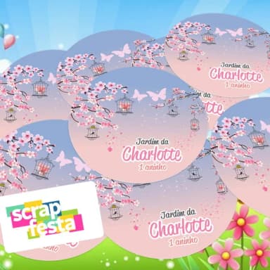 Adesivo 5 cm Redondo Personalizado Festa Jardim Encantado
