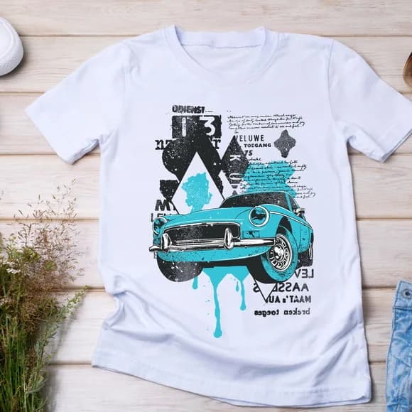 Camiseta Carro Vintage Estilo Grunge