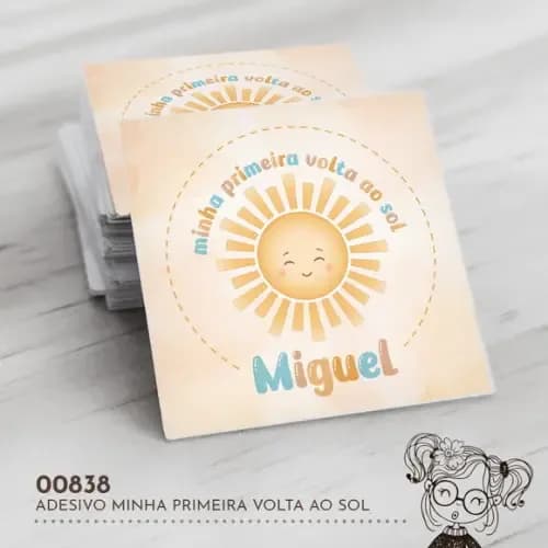 Adesivo Quadrado Minha Primeira Volta ao Sol - 00838