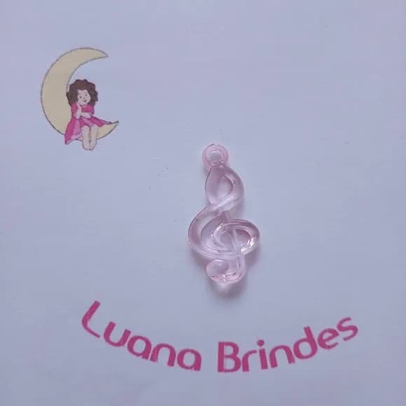 Nota Musical Pingente Rosa Acrilico 3,5cm Pct 30 Unidade