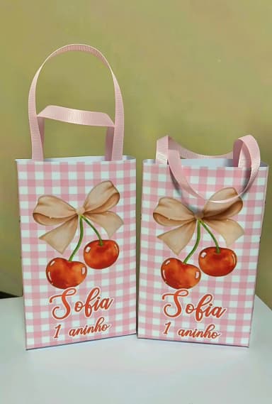 Sacolinhas Personalizada Cerejinha Lembrancinhas Para Aniversário