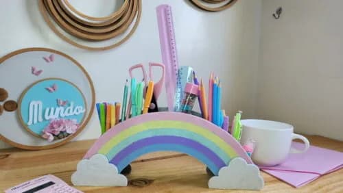 Porta Lápis Arco Iris em Feltro * Chamar Chat